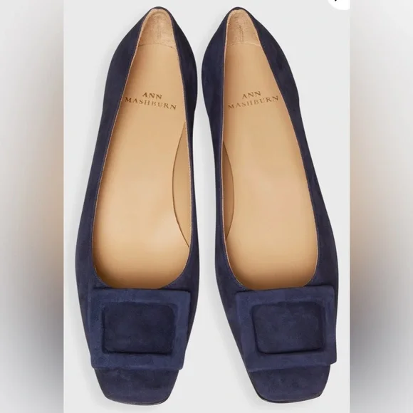 *NEW* ANN MASHBURN Navy Blue Suede Flats - New & Never Worn (size 7 US) - Picture 4 of 5
